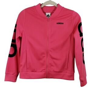 O Adidas Girls Pink Linear Logo Tricot Full Zip Athletic Track Jacket NWT L 14